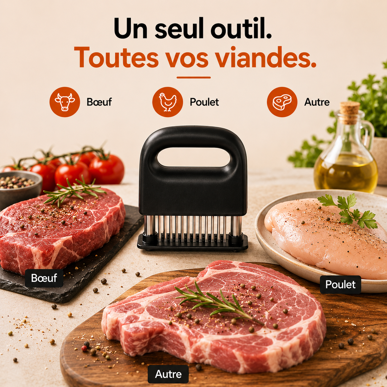 L'attendrisseur Minova™ qui révèle la saveur de vos viandes