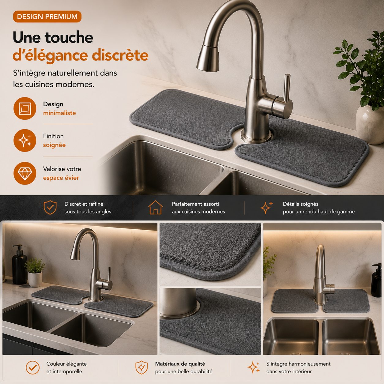 Le tapis absorbant MINOVA™ qui garde votre évier impeccable