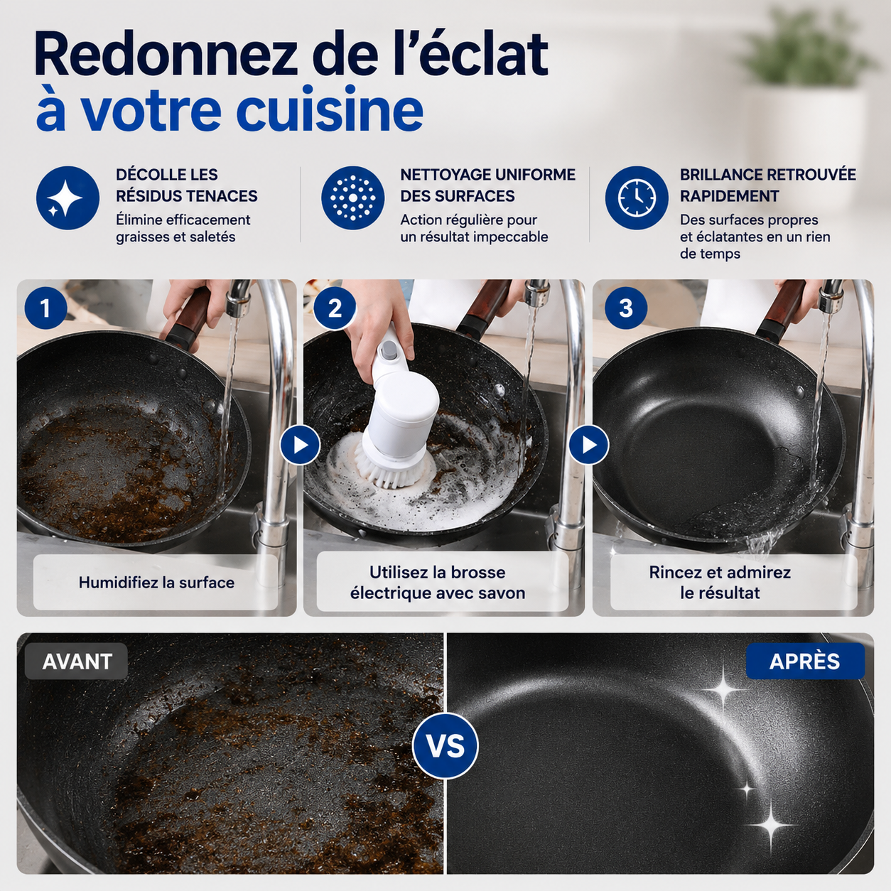 Nettoyez sans effort, même les taches tenaces