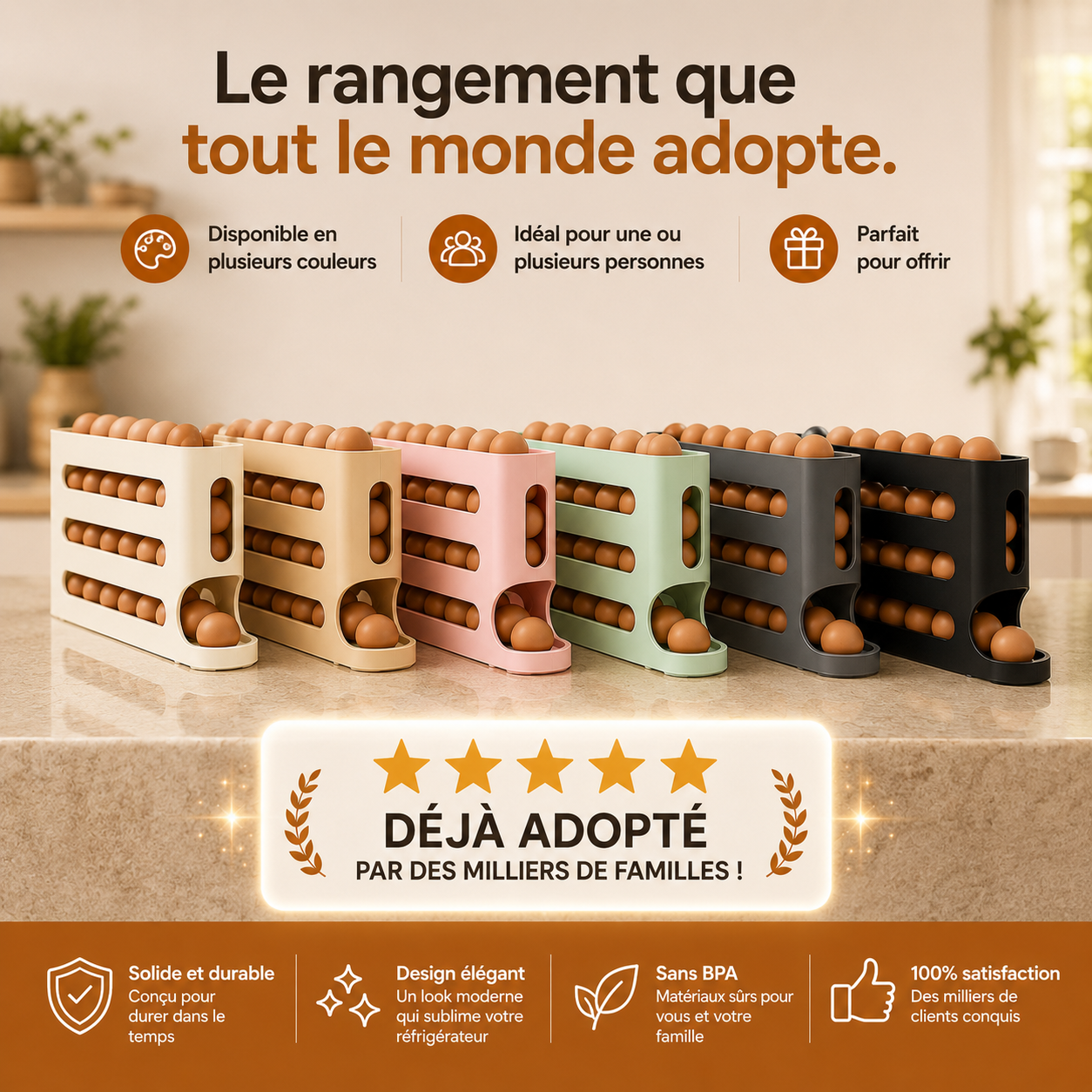 L'organisateur d'œufs automatique qui réinvente votre réfrigérateur