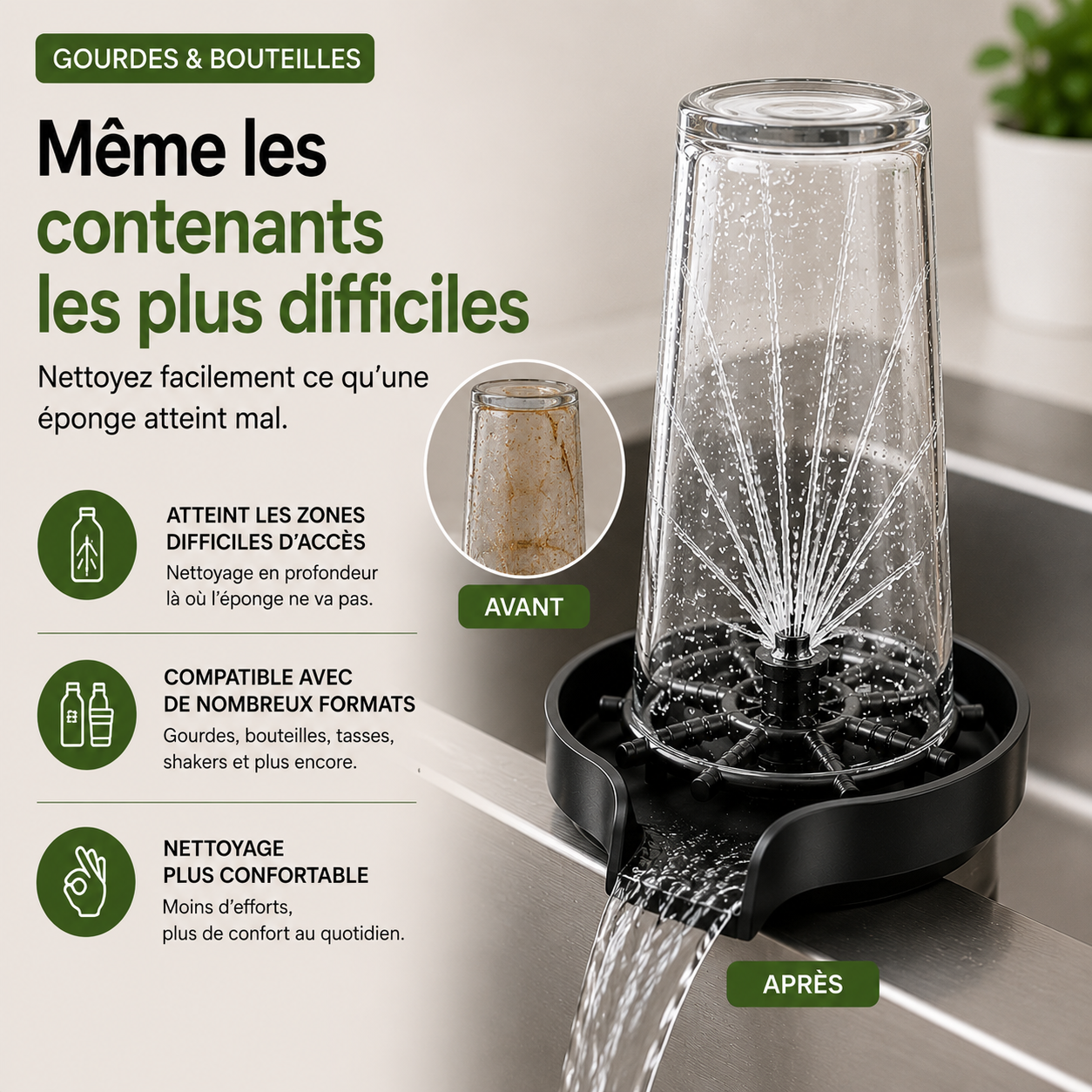 Rincez vite avec le réflexe intelligent de la cuisine moderne