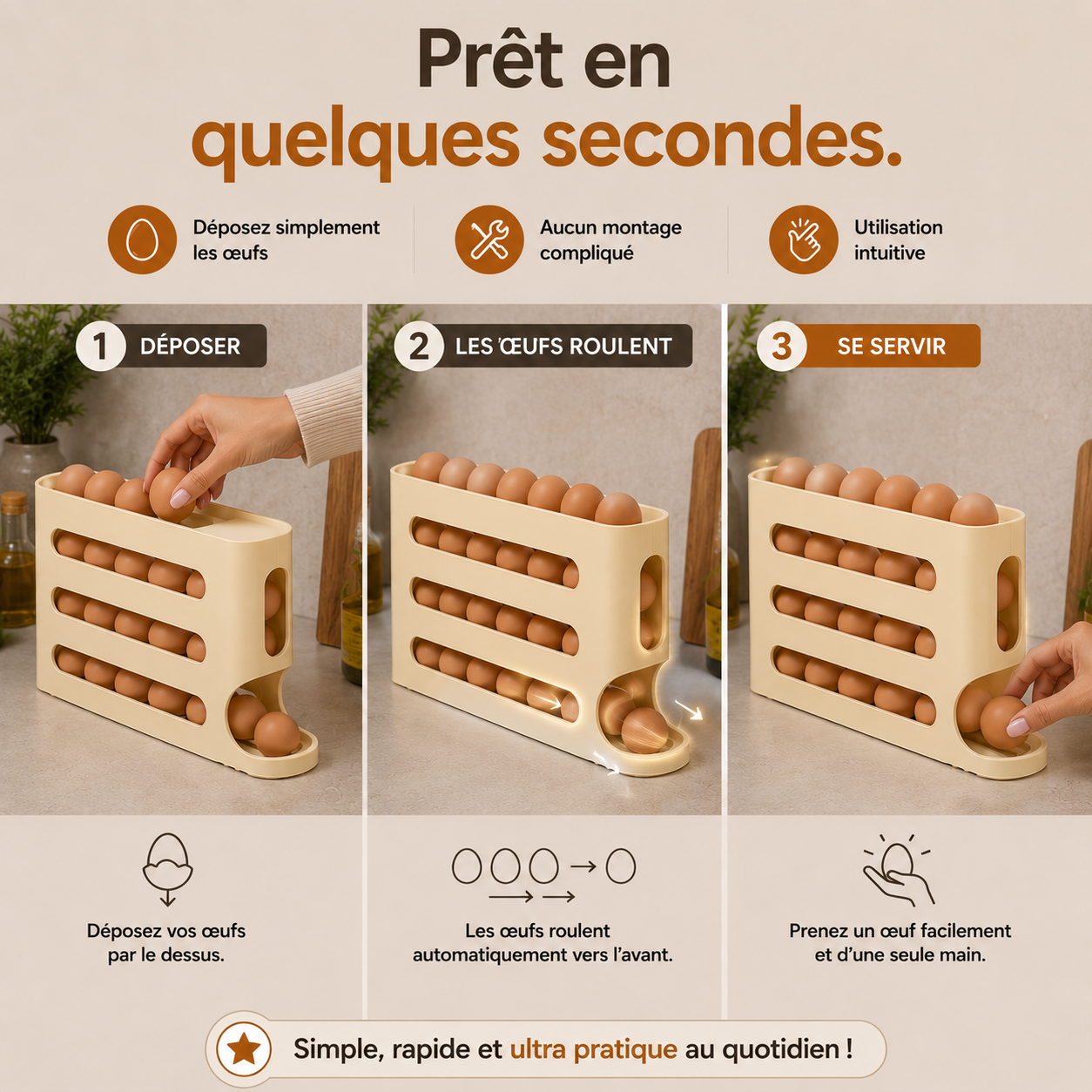L'organisateur d'œufs automatique qui réinvente votre réfrigérateur