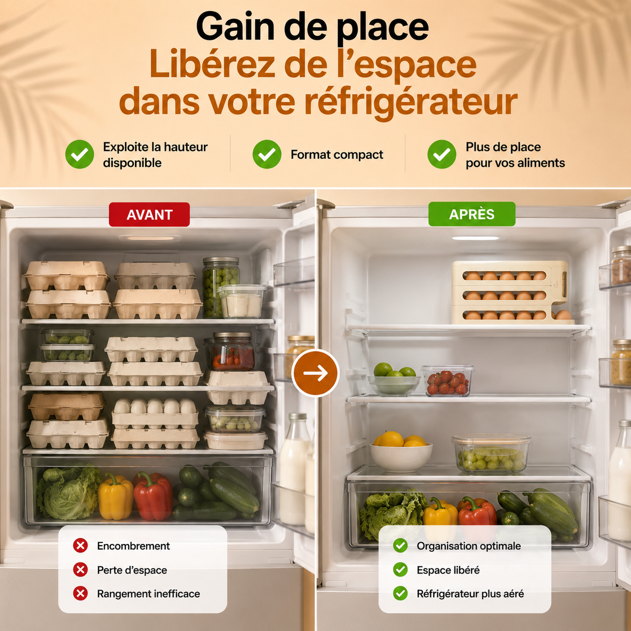 L'organisateur d'œufs automatique qui réinvente votre réfrigérateur