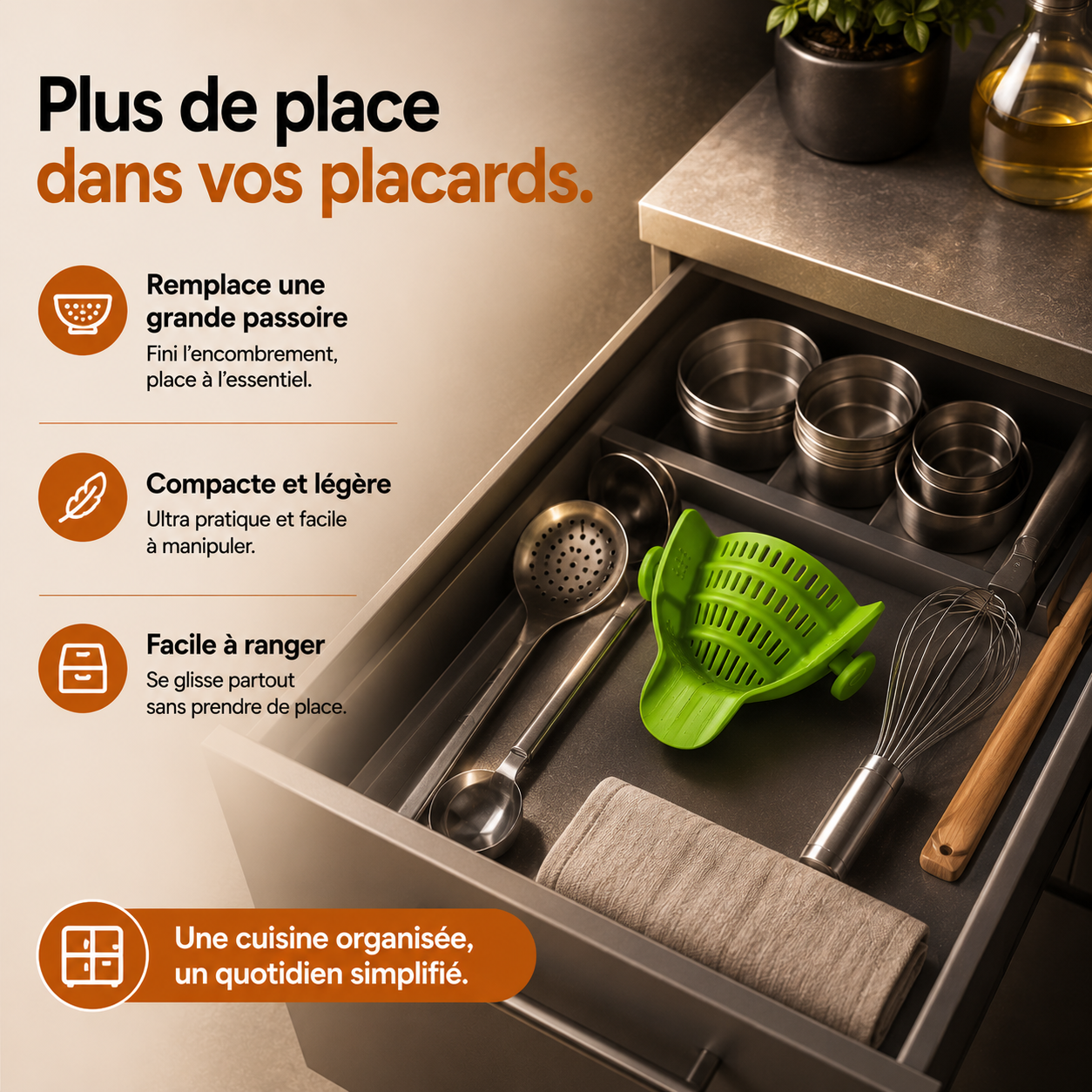 La passoire à clip qui simplifie chaque préparation