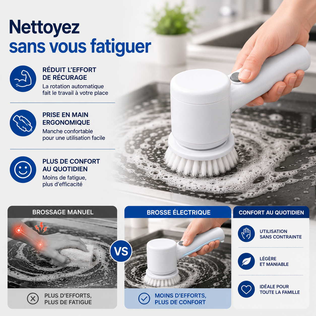 Nettoyez sans effort, même les taches tenaces