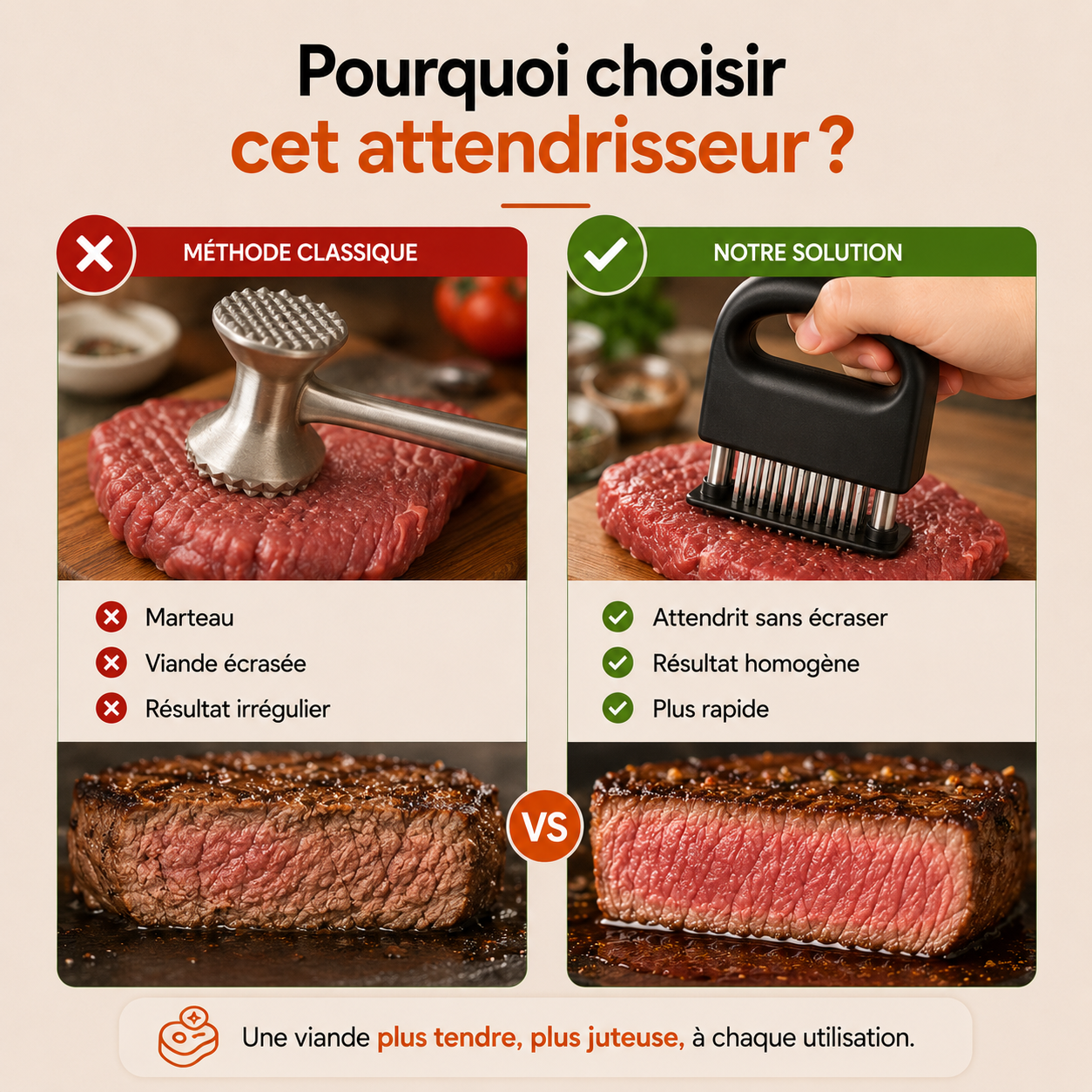 L'attendrisseur Minova™ qui révèle la saveur de vos viandes