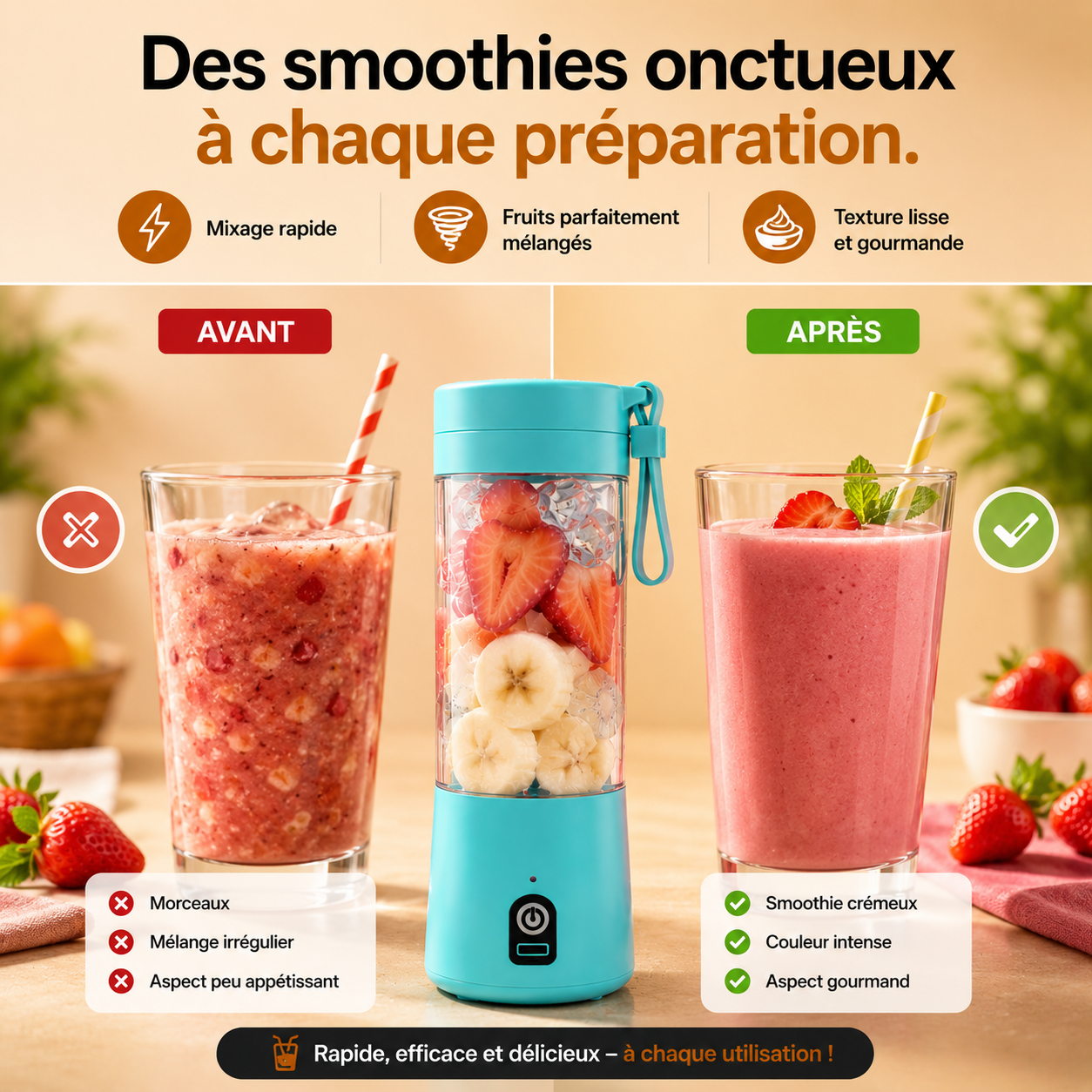 Le blender portable qui vous accompagne partout