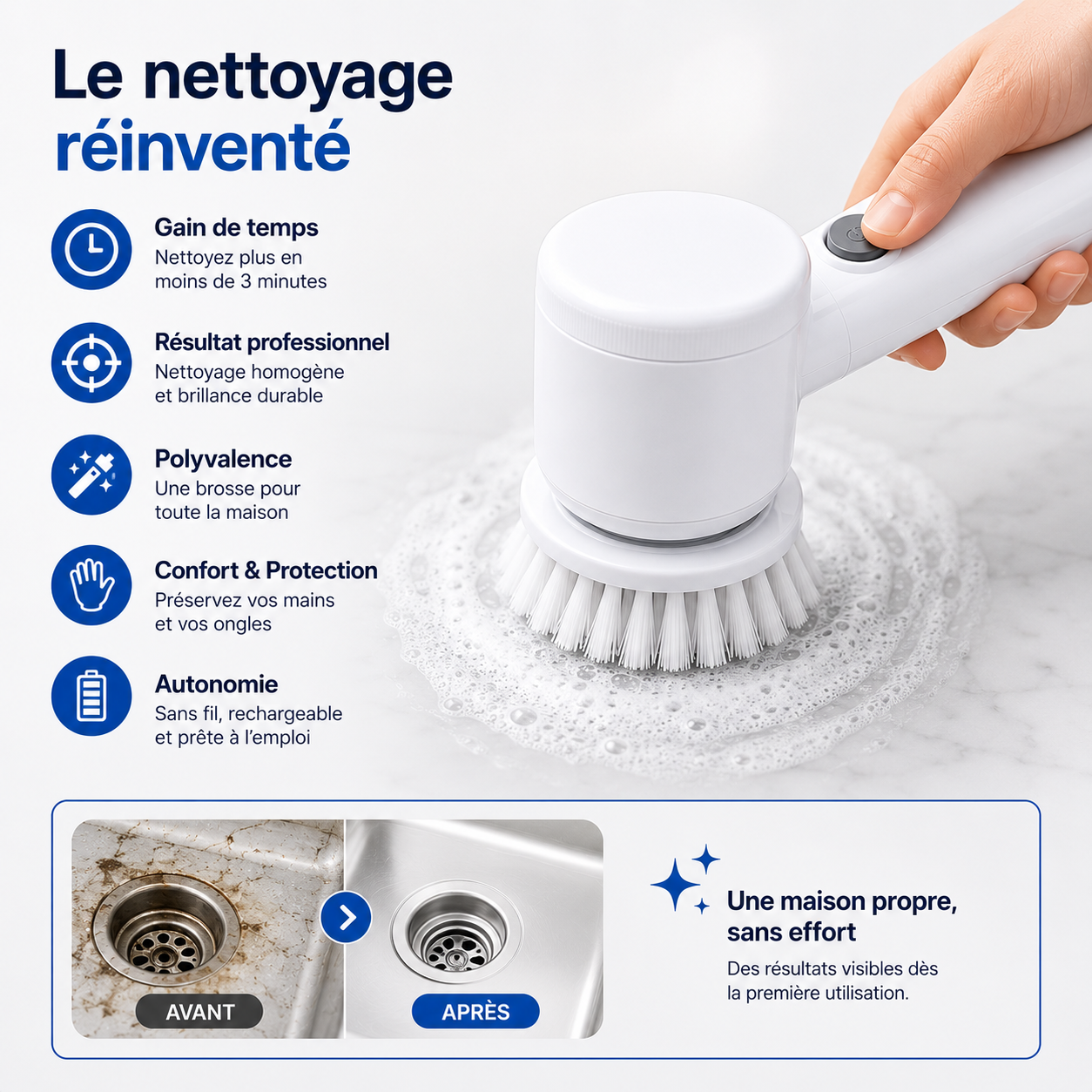 Nettoyez sans effort, même les taches tenaces